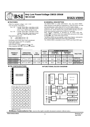 BS62LV8000EC Datasheet PDF Brilliance Semiconductor