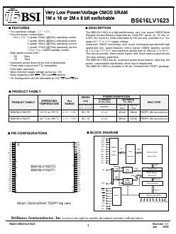 BS616LV1623TIP70 Datasheet PDF Brilliance Semiconductor