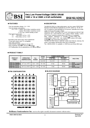 BS616LV2023 Datasheet PDF Brilliance Semiconductor