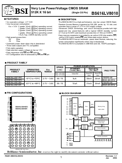 BS616LV8010ECG-70 Datasheet PDF Brilliance Semiconductor
