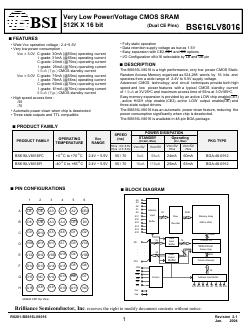 BS616LV8016FI55 Datasheet PDF Brilliance Semiconductor