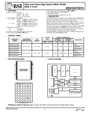 BS616UV4016ACP10 Datasheet PDF Brilliance Semiconductor