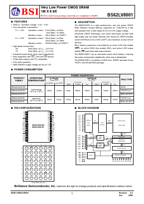 BS62LV8001FIP70 Datasheet PDF Brilliance Semiconductor
