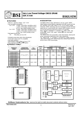 BS62LV256 Datasheet PDF Brilliance Semiconductor