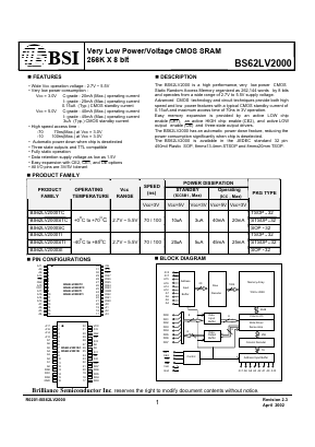 BS62LV2000TI-10 Datasheet PDF Brilliance Semiconductor