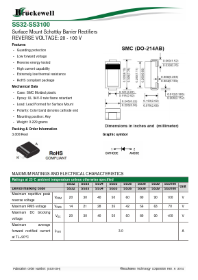 SS32-SS3100 Datasheet PDF Bruckewell Technology LTD