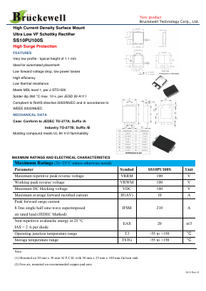 SS10PU100S Datasheet PDF Bruckewell Technology LTD