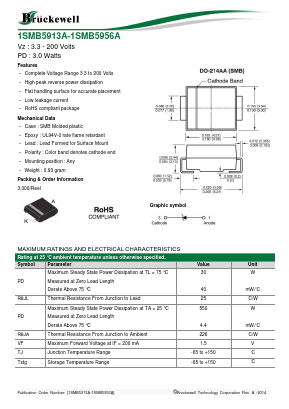 1SMB5952A Datasheet PDF Bruckewell Technology LTD