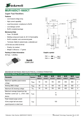 MUR1605CT Datasheet PDF Bruckewell Technology LTD