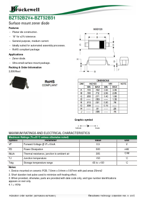 BZT52B10 Datasheet PDF Bruckewell Technology LTD
