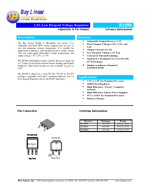 B1086S-ADJ Datasheet PDF Bay Linear