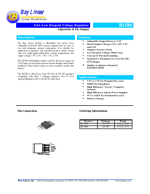 B1580S-ADJ Datasheet PDF Bay Linear