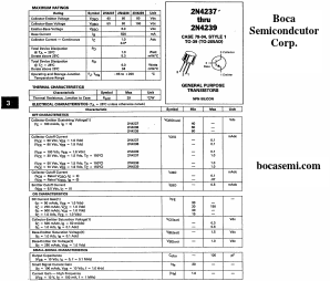 2N4238 Datasheet PDF Boca Semiconductor