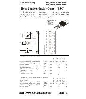 TIP42C Datasheet PDF Boca Semiconductor