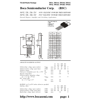 TIP31 Datasheet PDF Boca Semiconductor