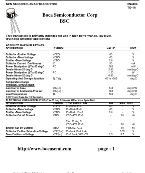 2N2484 Datasheet PDF Boca Semiconductor