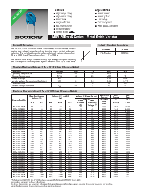 MOV-20D221KTR Datasheet PDF Bourns, Inc