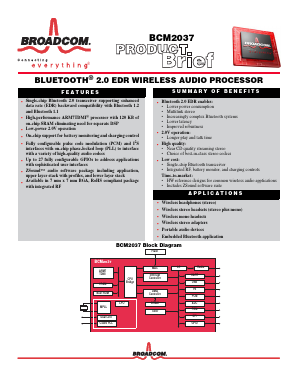 BCM2037 Datasheet PDF Broadcom Corporation