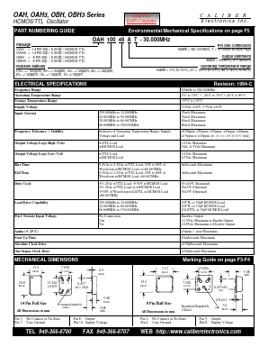 OBH Datasheet PDF Caliber Electronics Inc.