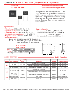MEXY2A123K Datasheet PDF Cornell Dubilier Electronics