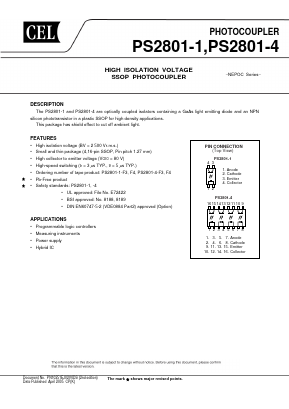 PS2801-4-F3-A Datasheet PDF California Eastern Laboratories.