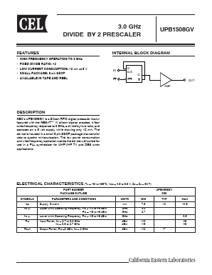 UPB1508GV-E1-A Datasheet PDF California Eastern Laboratories.