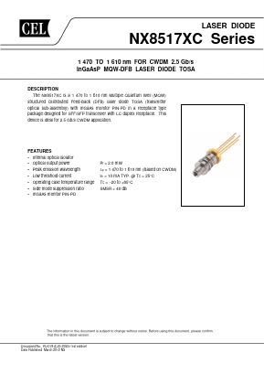 NX8517XC61 Datasheet PDF California Eastern Laboratories.