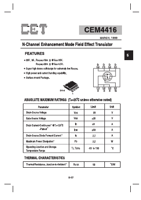 CEM4416 Datasheet PDF Chino-Excel Technology