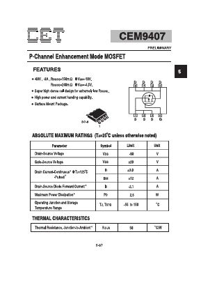 CEM9407 Datasheet PDF Chino-Excel Technology