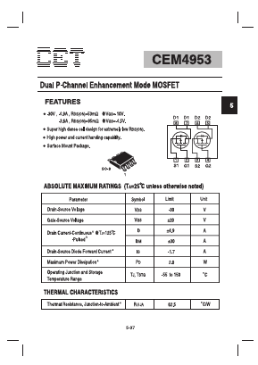 CEM4953 Datasheet PDF Chino-Excel Technology