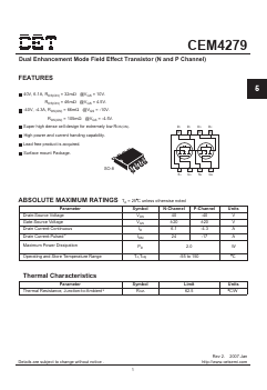 CEM4279 Datasheet PDF Chino-Excel Technology