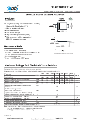 S1AF Datasheet PDF Jiangsu Yutai Electronics Co., Ltd