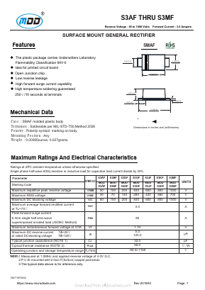 S3AF Datasheet PDF Jiangsu Yutai Electronics Co., Ltd