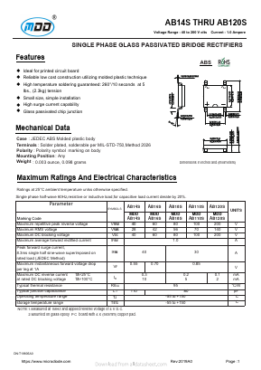 AB18S Datasheet PDF Jiangsu Yutai Electronics Co., Ltd