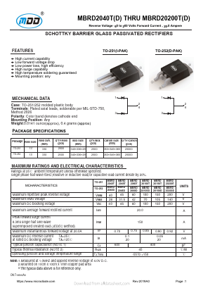 MBRD2045T Datasheet PDF Jiangsu Yutai Electronics Co., Ltd