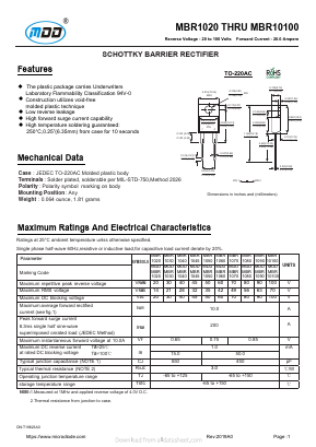 MBR1045 Datasheet PDF Jiangsu Yutai Electronics Co., Ltd