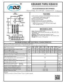 KBU608 Datasheet PDF Jiangsu Yutai Electronics Co., Ltd