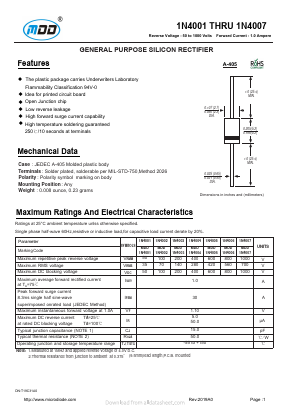 1N4004 Datasheet PDF Jiangsu Yutai Electronics Co., Ltd