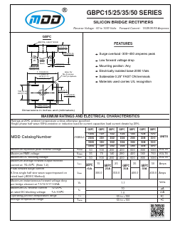 GBPC1501 Datasheet PDF Jiangsu Yutai Electronics Co., Ltd