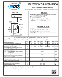 KBPC50005W Datasheet PDF Jiangsu Yutai Electronics Co., Ltd