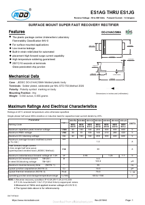 ES1GG Datasheet PDF Jiangsu Yutai Electronics Co., Ltd