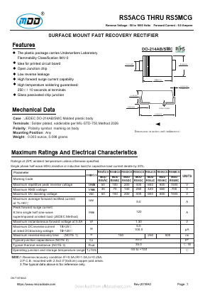 RS5ACG Datasheet PDF Jiangsu Yutai Electronics Co., Ltd