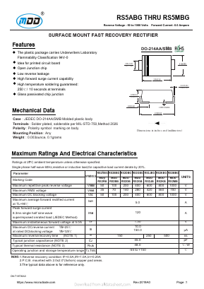RS5ABG Datasheet PDF Jiangsu Yutai Electronics Co., Ltd