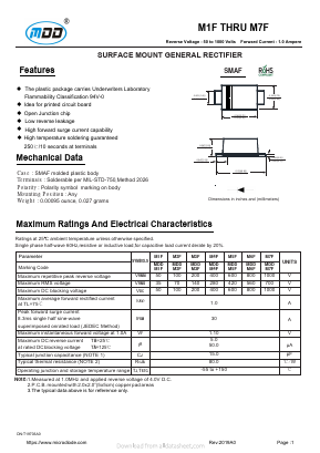 M7F Datasheet PDF Jiangsu Yutai Electronics Co., Ltd