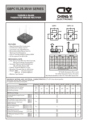 GBPC1504W Datasheet PDF CHENG-YI ELECTRONIC CO., LTD.