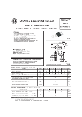 S20C90PT Datasheet PDF CHENMKO CO., LTD.