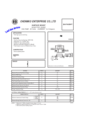 BAT43BPT Datasheet PDF CHENMKO CO., LTD.