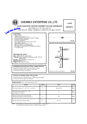 1.5KE180A Datasheet PDF CHENMKO CO., LTD.