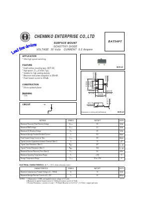 BAT54PT Datasheet PDF CHENMKO CO., LTD.