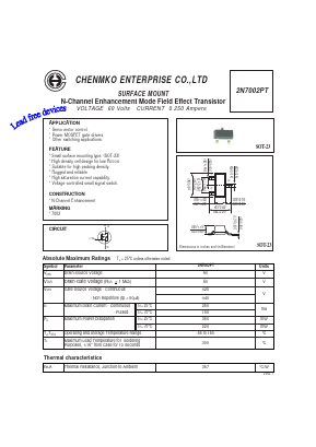 2N7002PT Datasheet PDF CHENMKO CO., LTD.